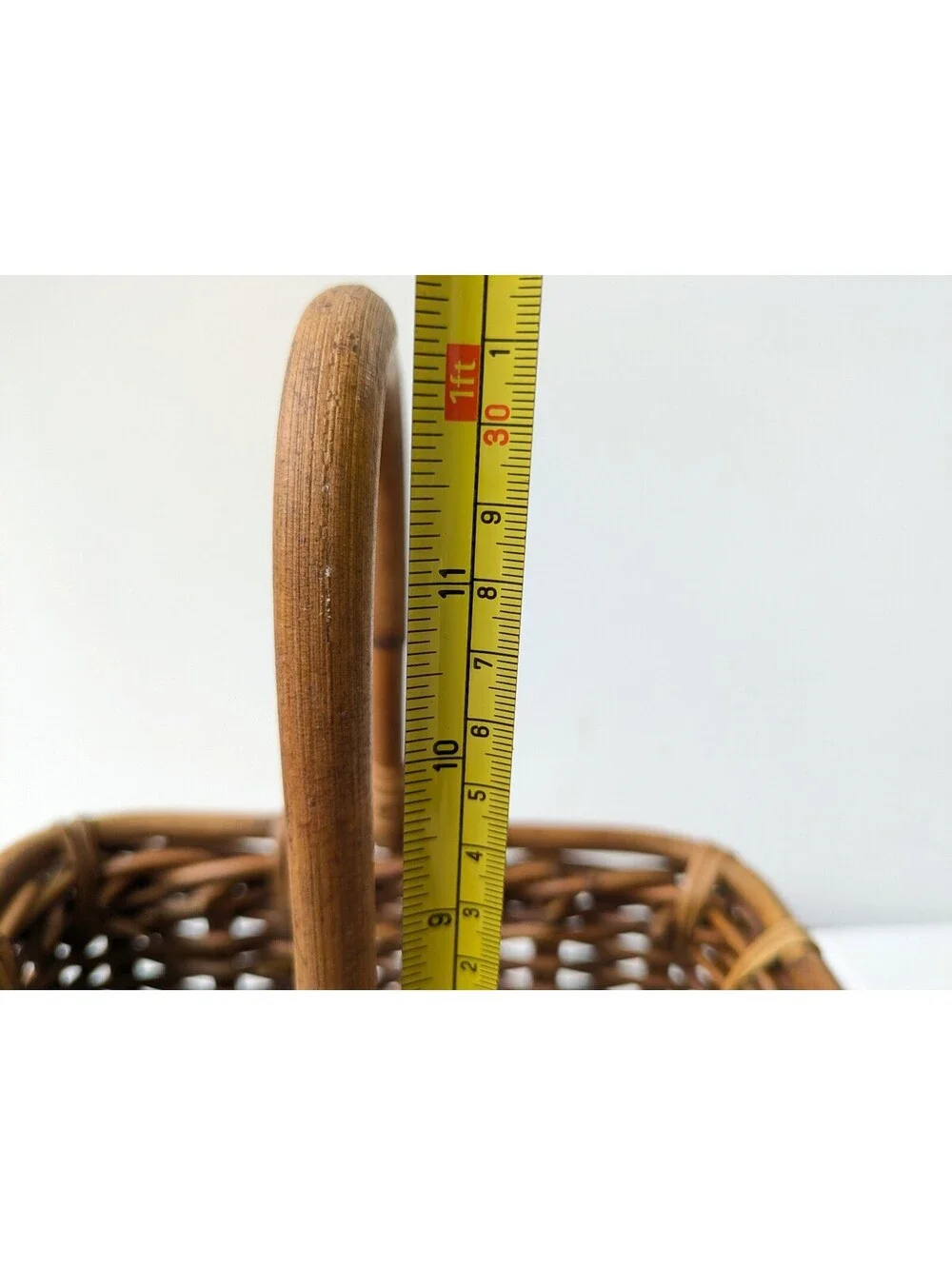 True Vintage Handcrafted Wicker Basket, Bentwood Handle, Divided Interior